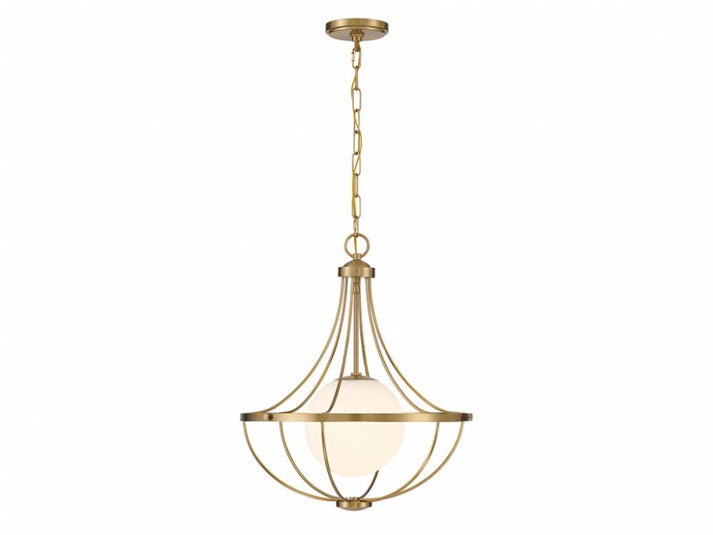 1-Light Pendant in Natural Brass