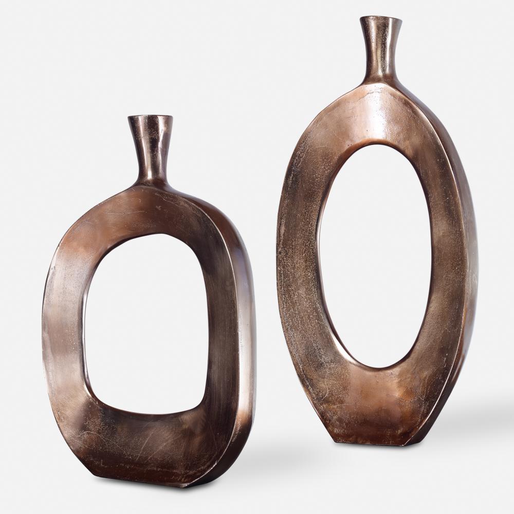 Uttermost Kyler Textured Bronze Vases Set/2