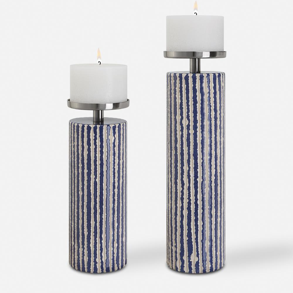 Havana Blue Candleholders, S/2