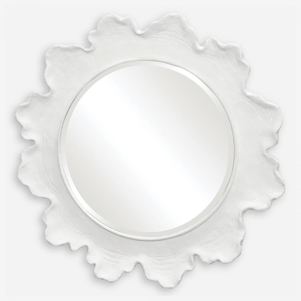 Uttermost Sea Coral White Round Mirror